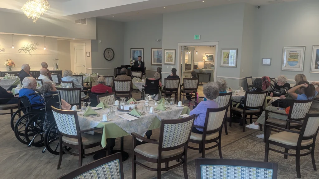 Susanna and Pastor Brandon filling in for Donnie at Calyx Senior Living