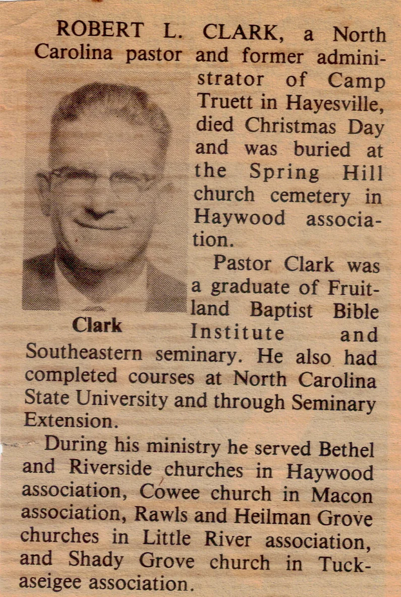 A 1978 newspaper clipping recognizing Rev. Robert L. Clark’s ministry.
