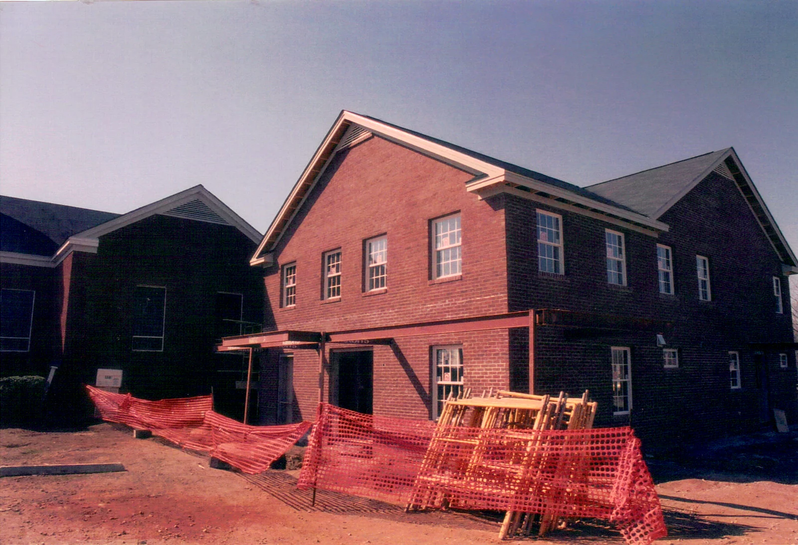 Brickwork nearing completion on the two-story church addition.