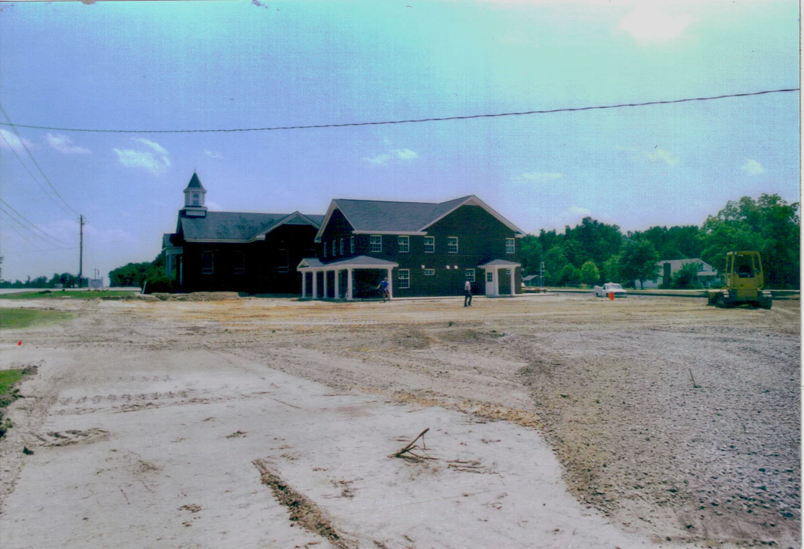 The nearly completed church addition and expanded parking area.