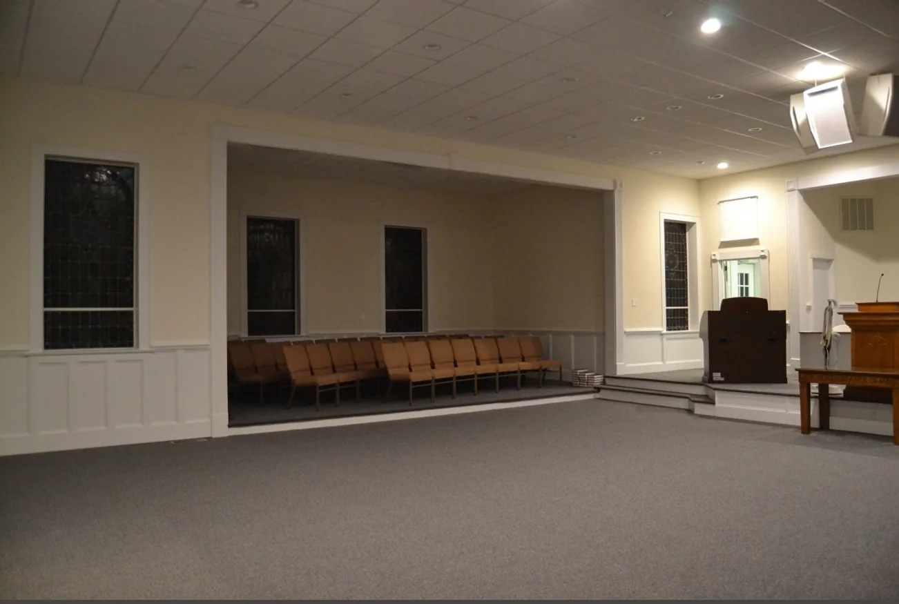 A side view of the sanctuary after renovation.