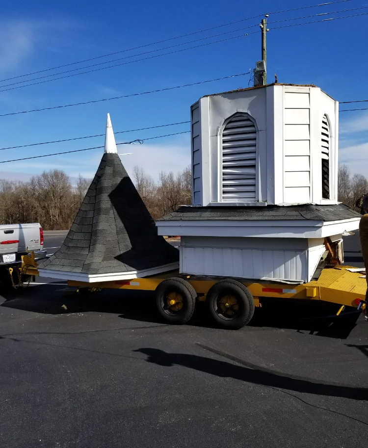 The original church steeple after removal for replacement.