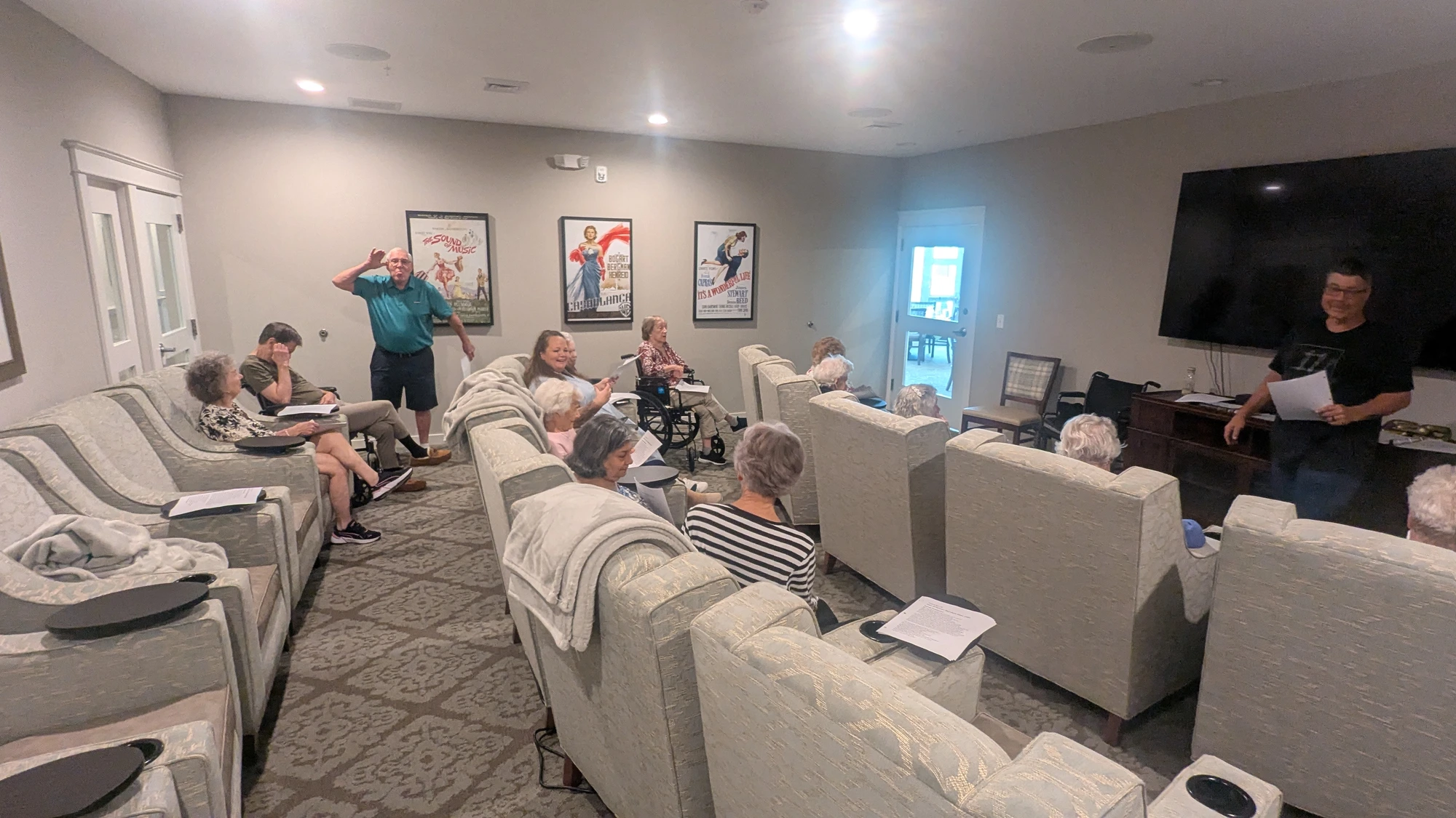 John sharing a lighthearted moment during Bible study at Calyx Living.