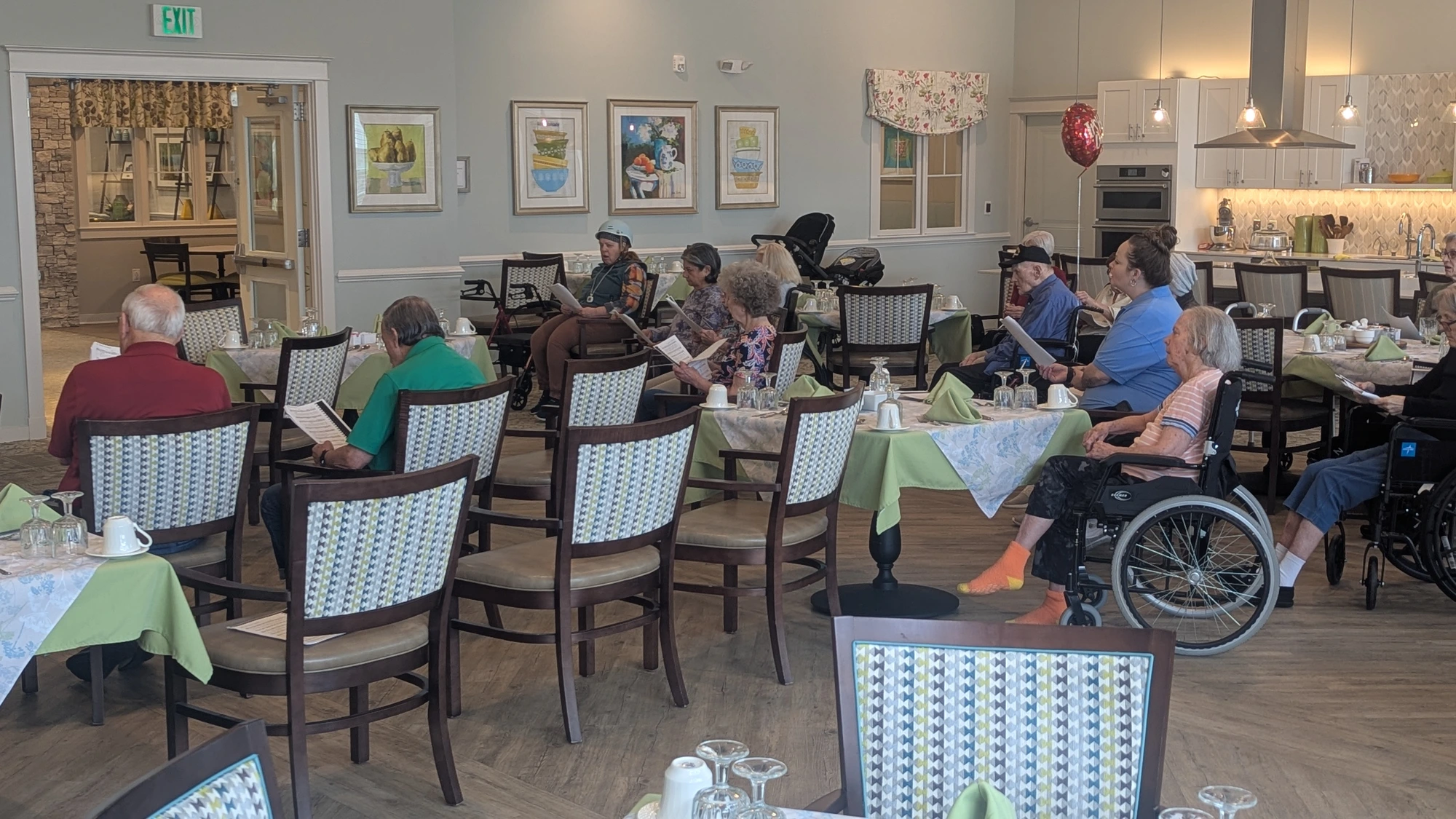 Members of Rawls Baptist Church sharing music with residents at Calyx Living.