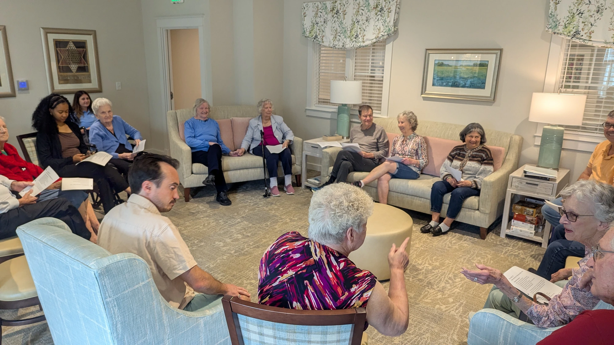 Rawls Baptist Church members and Calyx Senior Living residents gathered for Bible study and fellowship.