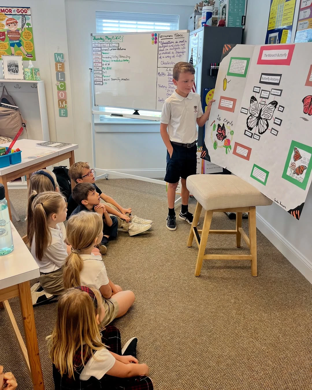 Velos student giving a presentation to classmates.