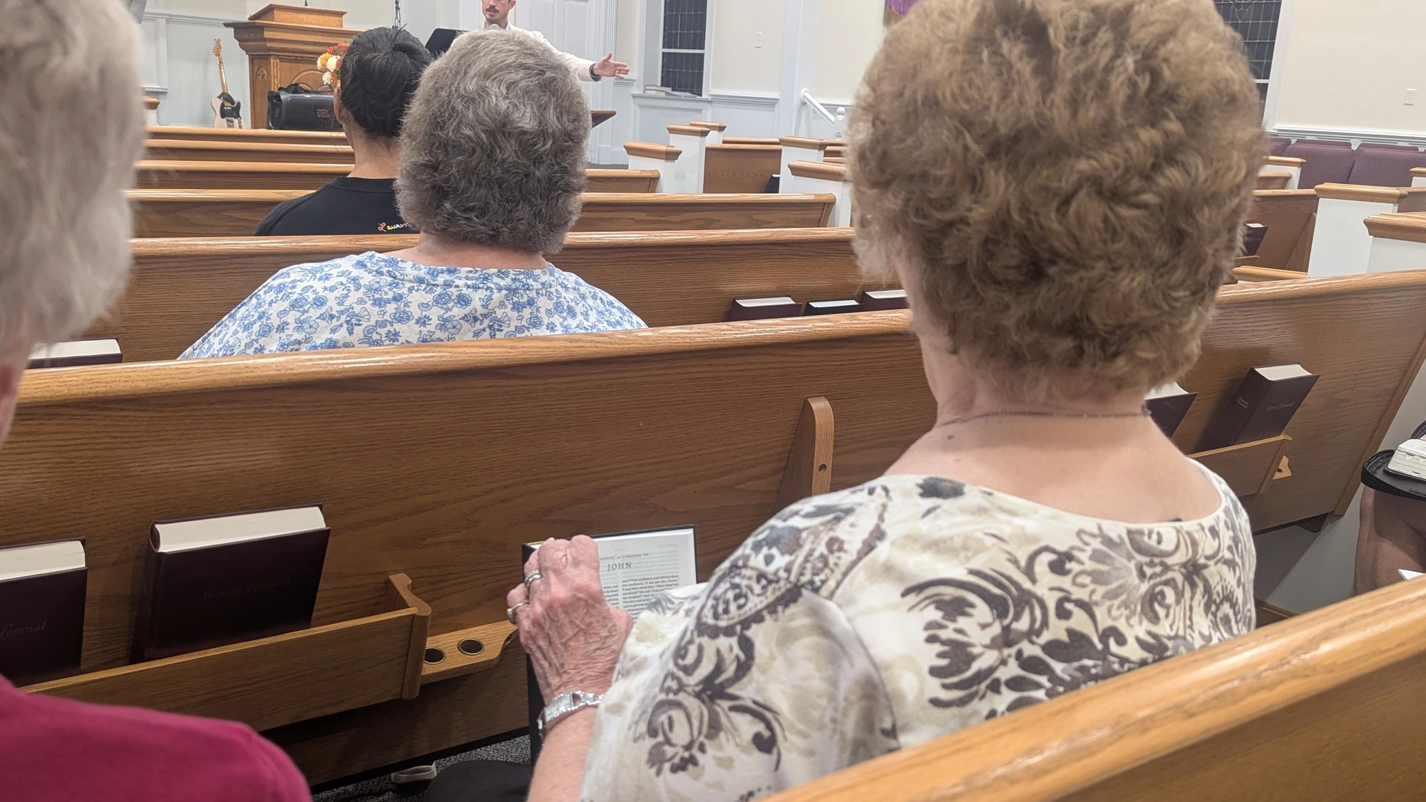 Congregation gathered during Wednesday evening Bible Study at Rawls Baptist Church.