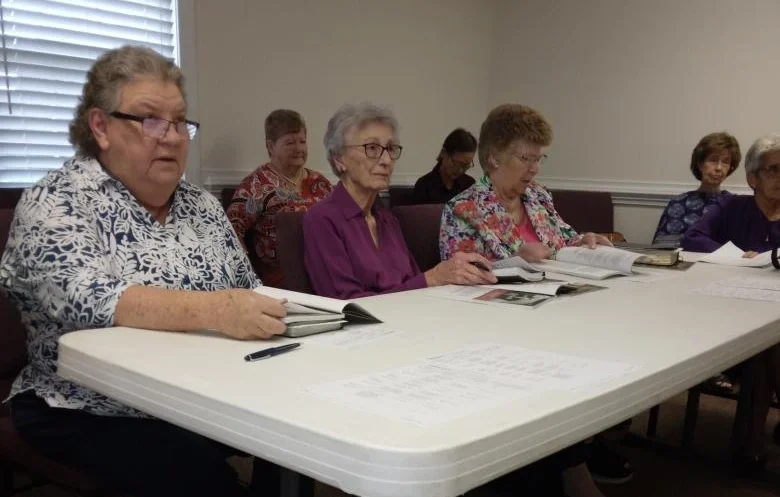 Women gathered for Bible study and fellowship at Rawls Baptist Church.